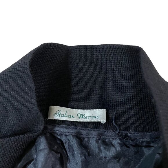 Italian Merino Wool 1/4-Zip Sweater Men's Size Small Warwick Hills Logo Black - Picture 2 of 7